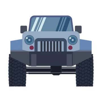 Offroad Vehicle with Mud Tyres Front View. Vector Stock Illustration