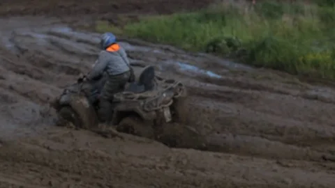 Offroad vehicle in the muddy area Stock Footage 71305892
