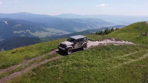 Offroad Vehicle On top of the mountain Stock Footage 157503863