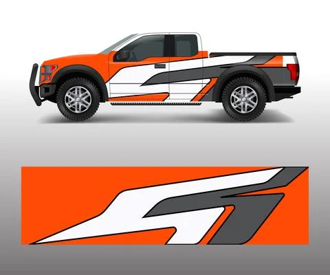 Offroad vehicle wrap design vector. Pickup truck decal wrap design vector. Stock Illustration