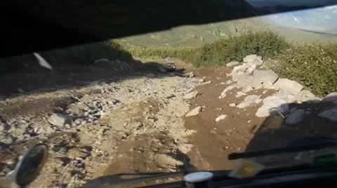 Offroad view from cabine of 4wd jeep car POV Stock Footage 33827588