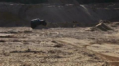 Offroadster that rides on the sand dunes Stock Footage 57831469