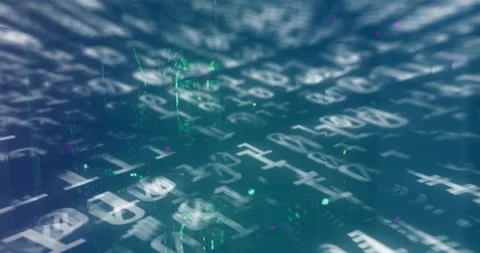 Offscreen projector sending white code streaming warping across mesh floor Stock Footage 314845265