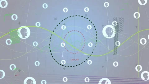 Offset arc starting scan, reticle centering as node orbiting, green wave 動画素材 334883504