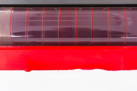 Offset Color Rollers CMYK Print Machine Closeup Detail Industrial Equipment P Stock Photos