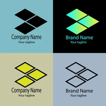 Offset Diamond Quartet logo design Stock Illustration