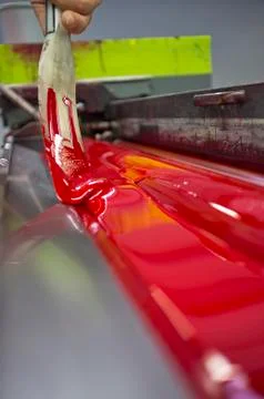 Offset press printing machine, detail Stock Photos