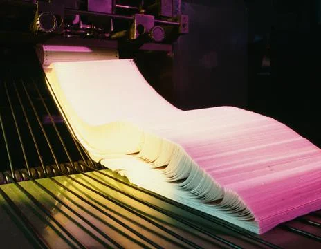 Offset  print machine color paper equipment bussines industry Stock Photos