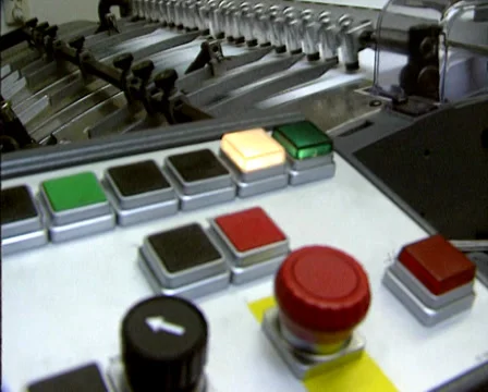 Offset printer in operation, panel with coloured buttons Stock Footage 39783641