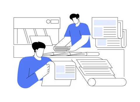 Offset printing abstract concept vector illustration. 스톡 일러스트