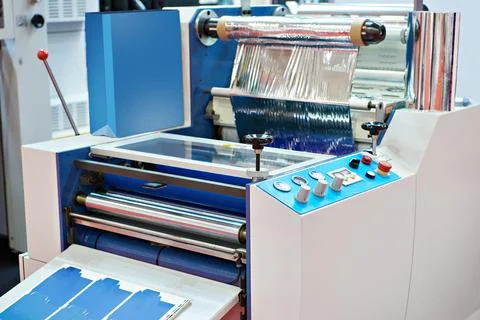 Offset printing and packaging machine Stock Photos