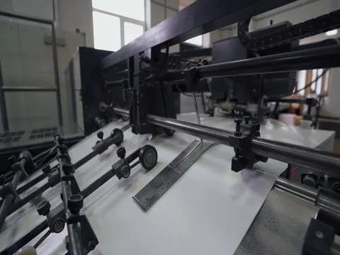 Offset printing press, printing production, industrial machine. Print house. Stock Footage 72948121