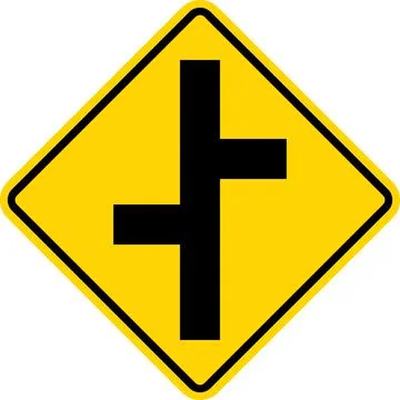 Offset side road intersection sign. Illustrazione stock