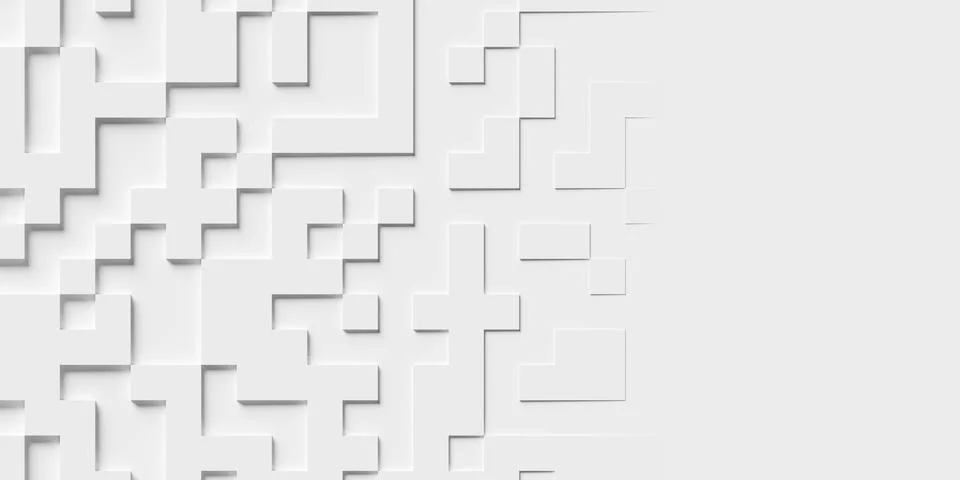 Offset small white square cube boxes block background wallpaper banner templa Stock Illustration