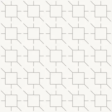 Offset square nodes with diagonal connectors seamless pattern in minimal line Stock Illustration