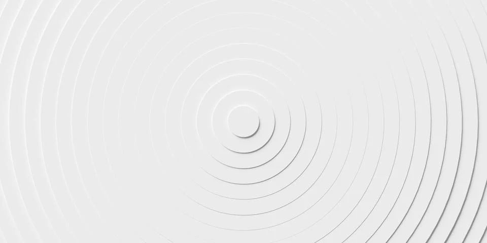 Offset white concentric rings or circles background wallpaper banner flat lay Stock Illustration