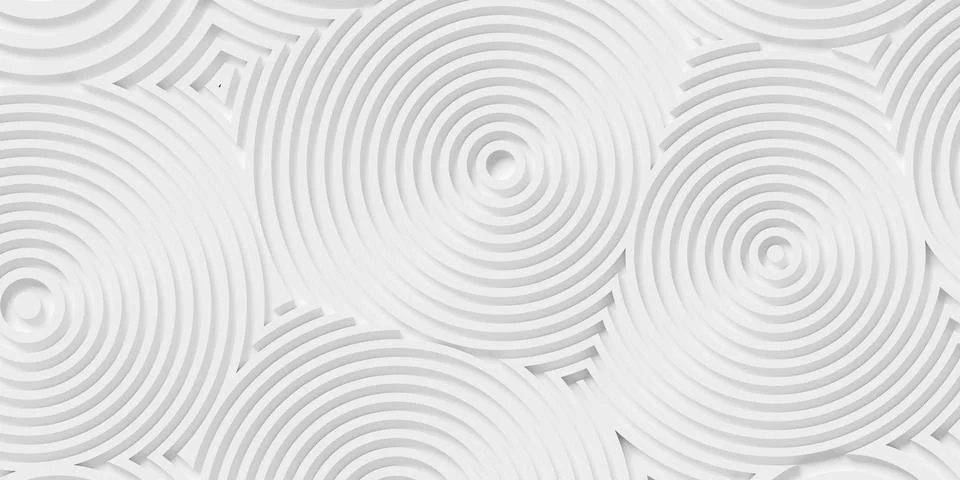Offset white organic circular lines and circle shapes geometrical background  Stock Illustration
