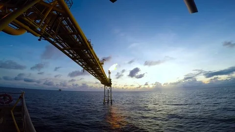 Offshore big flare when process shutdown Stock Footage 80481902