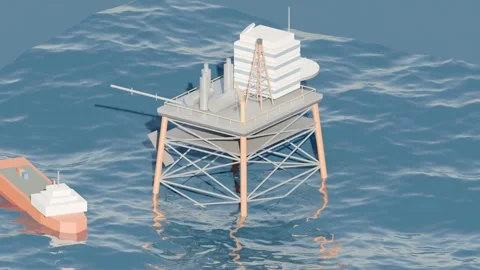 Offshore complex platform supply vessel dynamic ocean loop Stock Footage 340486259