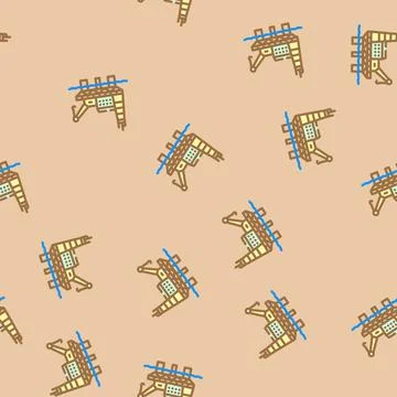 Offshore drilling oil industry vector seamless pattern Stock Illustration