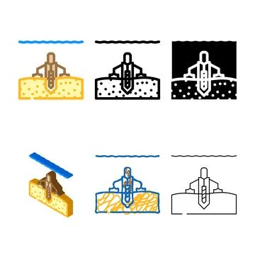 Offshore drilling petroleum engineer color icon vector mix Stockillustratie