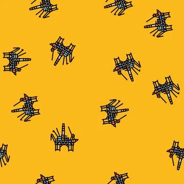Offshore drilling petroleum engineer vector seamless pattern Illustrazione stock