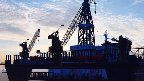 Offshore drilling platform oil exploration Stock Footage 313782832