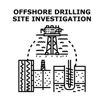 Offshore drilling site investigation process exploring seabed geology イラスト素材