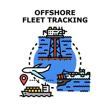 Offshore fleet tracking concept tracing global logistics operations Stock Illustration