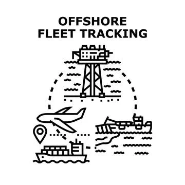 Offshore fleet tracking concept tracing global logistics operations イラスト素材