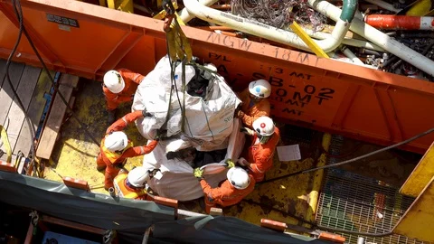 Offshore Industry Waste. Stock Footage 129677433