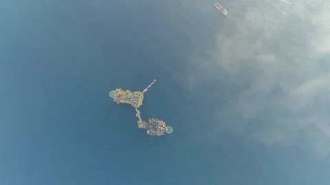 Offshore jack-up drilling rig and gas production platform Stock Footage 102461215