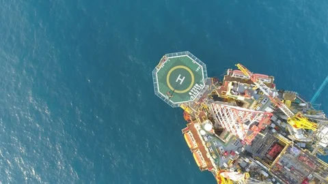 Offshore jack-up drilling rig and gas production platform Stock Footage 102462074