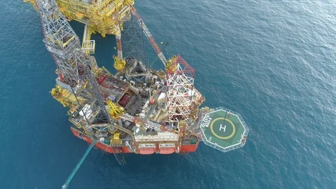 Offshore jack-up drilling rig and gas production platform Stock Footage 102480615