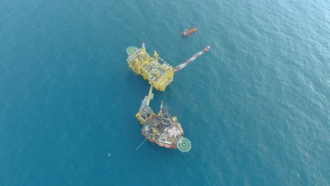 Offshore jack-up drilling rig and gas production platform Stock Footage 102481029