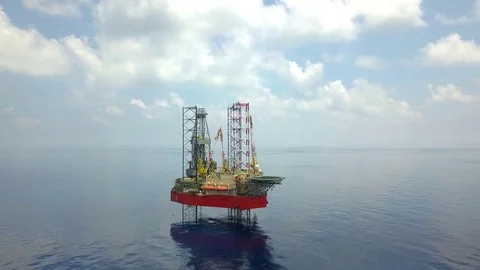 Offshore jack-up drilling rig Stock Footage 100054057