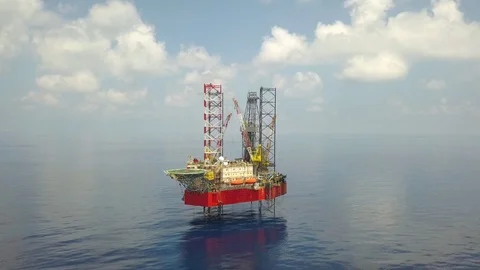 Offshore jack-up drilling rig Stock Footage 100054214
