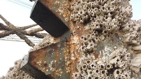 Offshore jack-up drilling rig leg. | Stock Video | Pond5