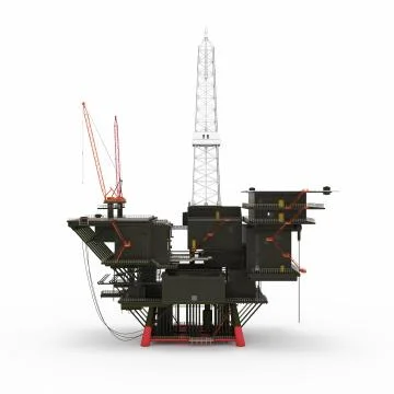 Offshore Jack Up Rig, 3d rendering. Illustrazione stock