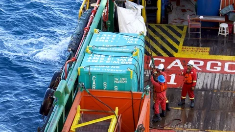 Offshore Lifting Container. Stock Footage 129588181