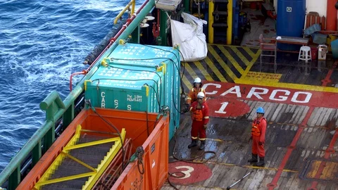 Offshore Lifting Container. Stock Footage 129634038