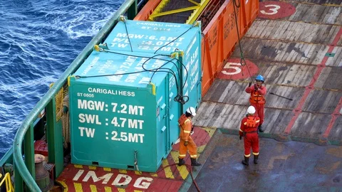 Offshore Lifting Container. Stock Footage 129634535