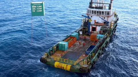 Offshore Lifting Container. Stock Footage 129635553