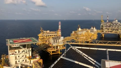 Offshore living quarter with windsock Stock Footage 131843797