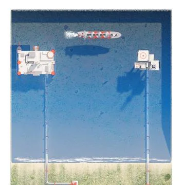 Offshore mining industry top view Stock Illustration