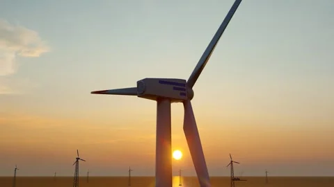 Offshore new energy wind power generation wind turbines Stock Footage 333875290