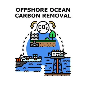 Offshore ocean carbon removal process reducing co2 emissions Stock Illustration