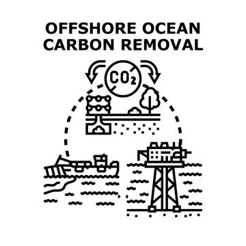 Offshore ocean carbon removal process reducing co2 emissions Stock Illustration