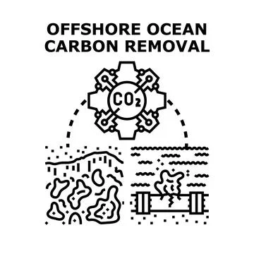 Offshore ocean carbon removal system concept Stock Illustration