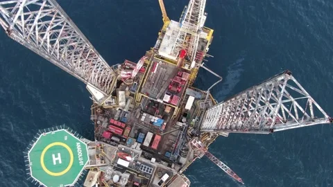 Offshore oil and Gas processing platform Stock Footage 168348480